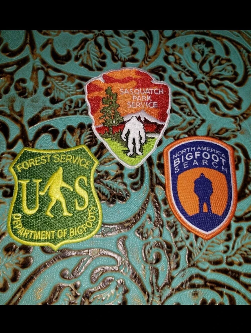 Lot Of 3 Vibrant Embroidered Fabric Sasquatch Patches